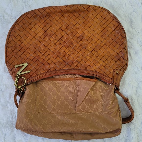 NICOLE ST. GILLES Paris Brown Leather Woven Braided Shoulder Bag - Picture 9 of 13